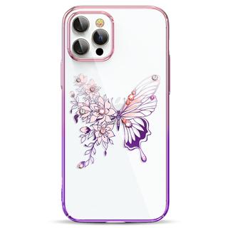 Чехол Kingxbar Butterfly для iPhone 12/12 Pro Розовый/Фиолетовый